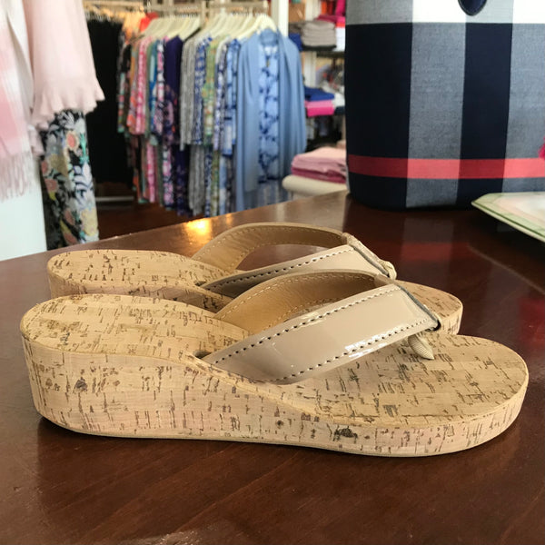 Eliza B Nude Cork Wedge