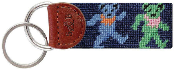 Dancing Bears Needlepoint Key Fob