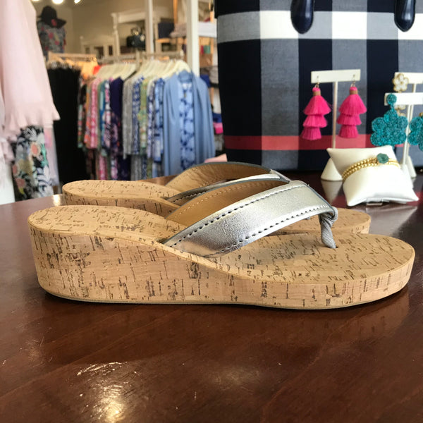 Eliza B Silver Cork Wedge