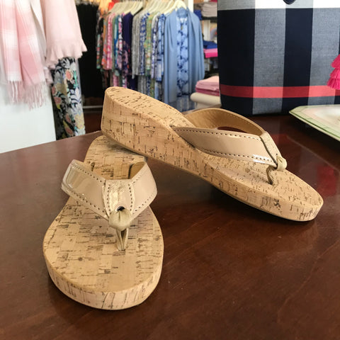 Eliza B Nude Cork Wedge