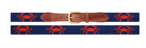 Coral Crab Needlepoint Belt