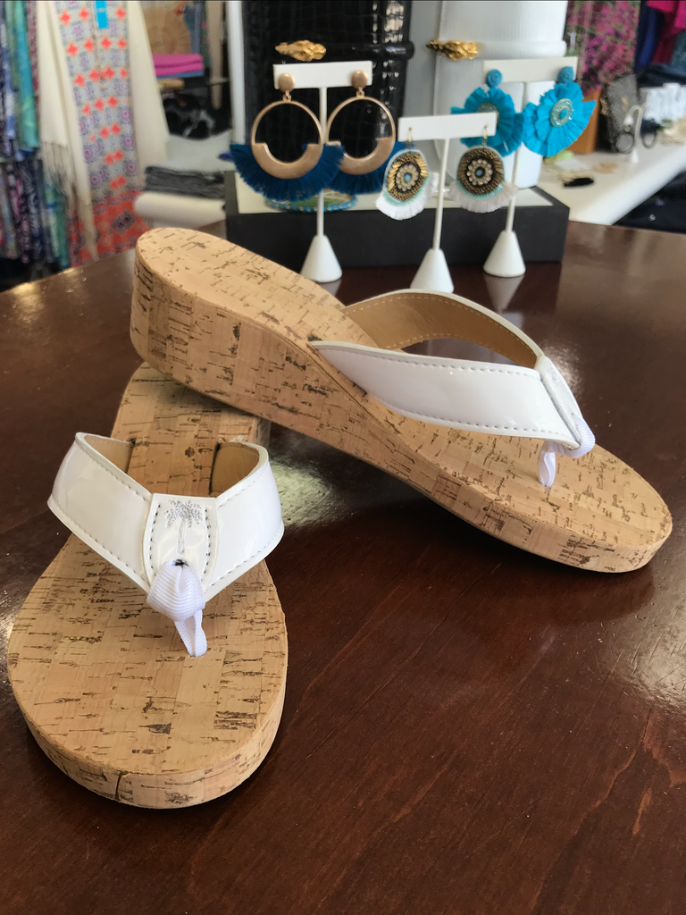 Eliza B White Cork Wedge